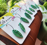 Leaf hoops with resin rain drops